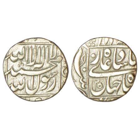Shah Jahan (1628-1658 AD), silver ¼ rupee, Patna mint in left quadrant, RY 25, KM B213.3, 