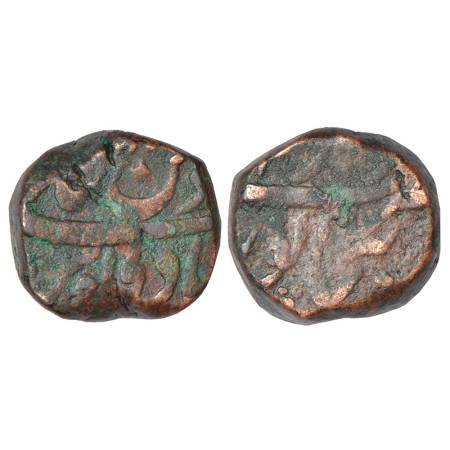 Kam Bakhsh (1707-1708 AD), copper Dam, Dar al-Zafar Bijapur mint, AH(1120)/RY(2), 13.82g. 
