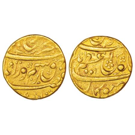 Farrukhsiyar (1713-1719 AD), gold mohur, Azamnagar Gokak mint, RY 6, unlisted in KM, 10.84