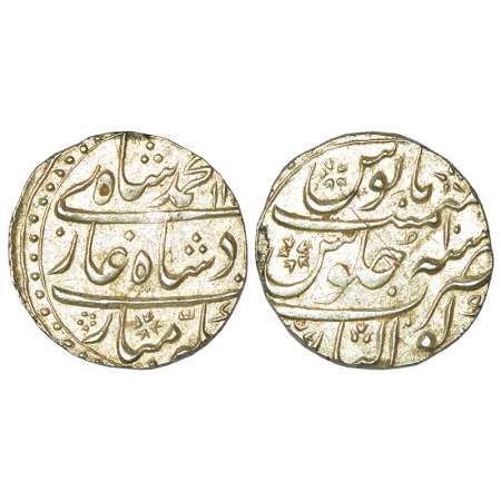 Muhammad Shah (1719-1748 AD), silver rupee, Gwalior mint, AH 11xx/RY 10, KM 436.25, 11.39g