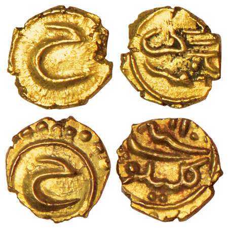 Mysore, Tipu Sultan (1787-1799 AD), gold fanam (2), Farrukhi mint, AH 12XX, KM 58, 0.39g a