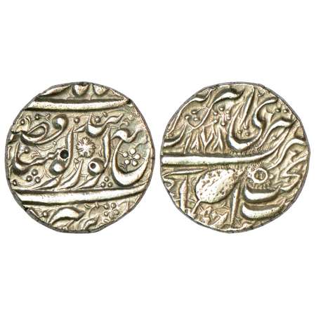 Sikh Empire, silver rupee, Amritsar mint, 'Nanak Shahi' couplet, VS 1878, G. Singh 01.39.0