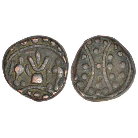Hyderabad Feudatories - Shorapur, Bahiri, copper paisa, ND, chakra, trisul and shanka on o