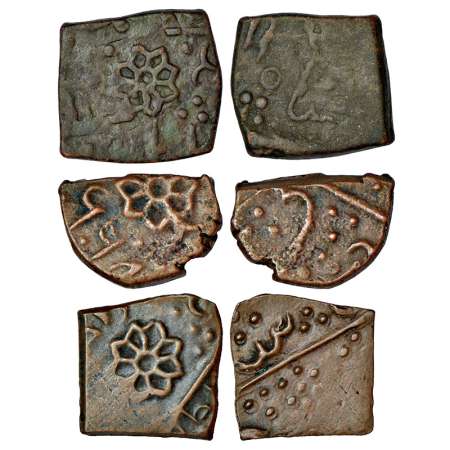 Lunawada, Wakhat Singh Ji (1867-1929 AD), set of 3 copper coins, paisa, ½ paisa and ¼ pais