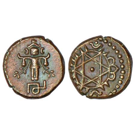 Travancore, Uthram Thirunal Marthanda Varma (1847-1860 AD), copper 4 cash, ND, B. Sarasan 