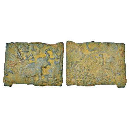 Satavahanas, 'elephant' type copper coin from Vidarbha region, attributed to Siri Satakani