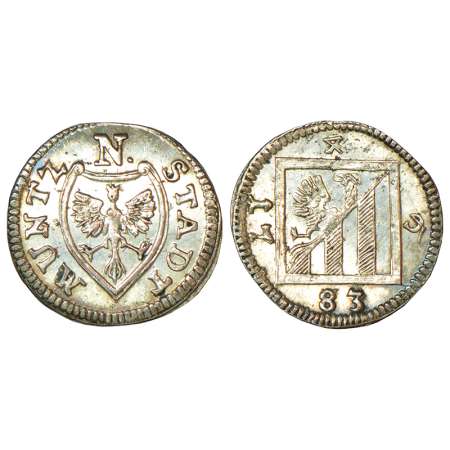 German State-Nurnberg, billion 4 pfennig, 0.81g, KM 340, 0.81g. Obv: Eagle on pointed shie