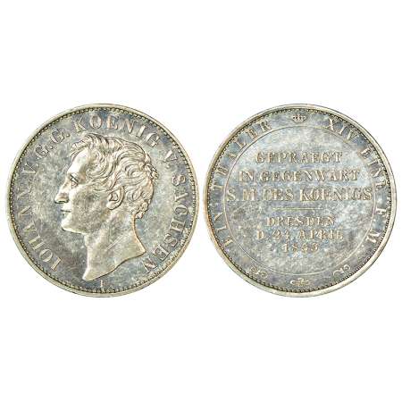 German State-Saxony-Albertine, Johann (1854-1873 AD), silver thaler, AD 1855, 22.14g. 1855
