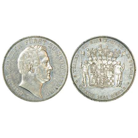 German State-Schwarzburg-Rudolstadt, Friedrich Gunther (1807-1867 AD), silver 2 thaler (3½