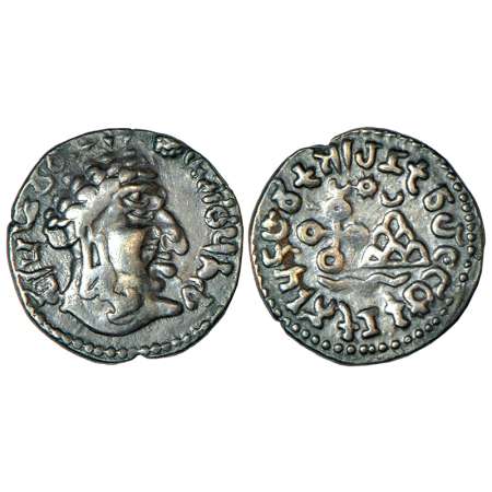 Satavahanas, silver 'portrait' type drachm of Vasithiputa Siri Pulumavi (c.85-125 AD), MCS