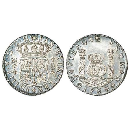 Mexico, Philip V (1700-1746 AD), silver 8 reales, 1738, 'M.F.' mint-mark, KM 103, 26.99g. 