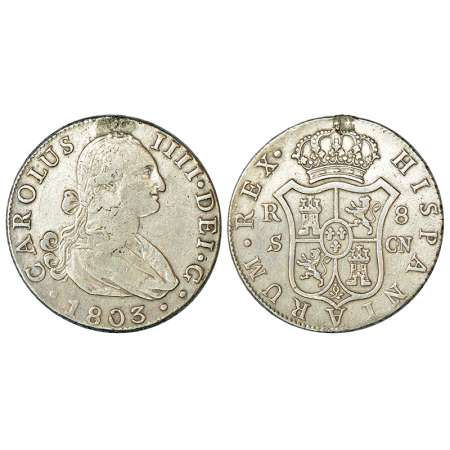 Spain, Carlos IV (1788-1808 AD), silver 8 reales, AD 1803, 'C.N' mint-mark, KM 432.2, 27.0
