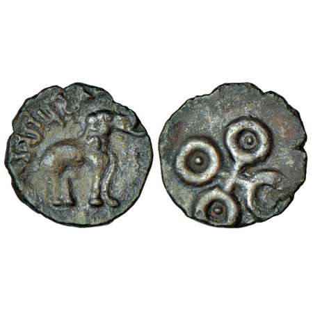 Satavahanas, 'elephant' type potin coin of Vasithiputa Siva Siri Pulumavi (120-135 AD), Pi