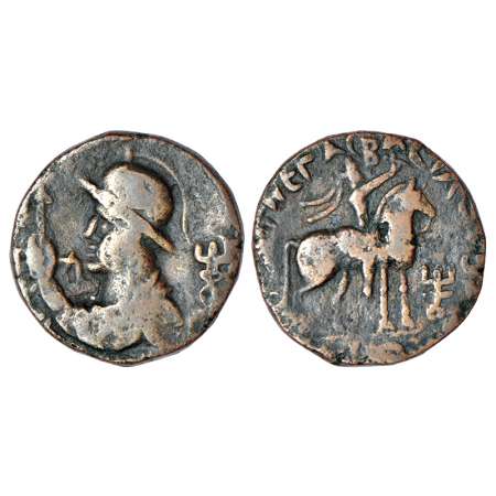 Kushans - copper unit of Vima Takto (c.80-110AD), uncertain mint in Baktria, Goebl 19.1, 1