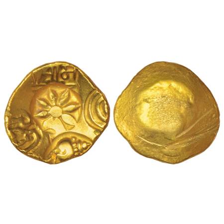 Yadavas of Devagiri, gold punch-marked Asu or 'Padma Tanka' of Ramachandra (1270-1311 AD),