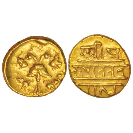 Vijayanagar Kingdom, Tuluva Dynasty, gold ½ pagoda of Achutharaya (1529-1542 AD), MCSI-I 6