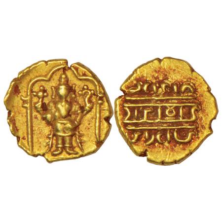 Vijayanagar Kingdom, Aravidu dynasty, gold ½ pagoda of Venkata Raya III (1630-1642 AD), MC