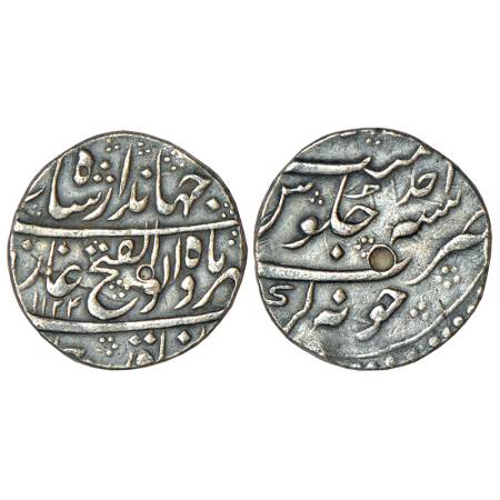 Jahandar Shah (1712-1713 AD), silver rupee, Junagadh mint, 'Abu al-Fath' couplet, AH 1124/