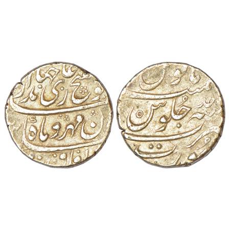 Jahandar Shah (1712-1713 AD), silver rupee, Surat mint, 'Abu al-fath' couplet, AH (11)24/R