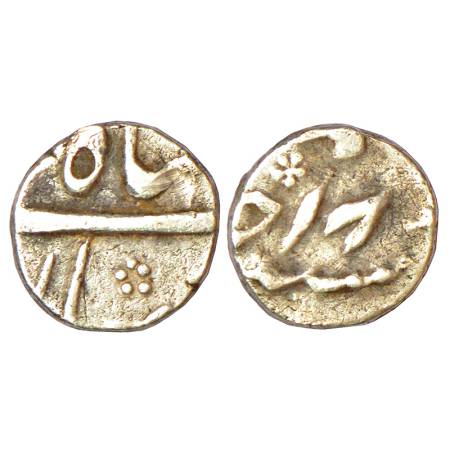 Muhammad Shah (1719-1748 AD), silver 1/8 rupee (2 anna), Murshidabad mint (off flan), RY 1