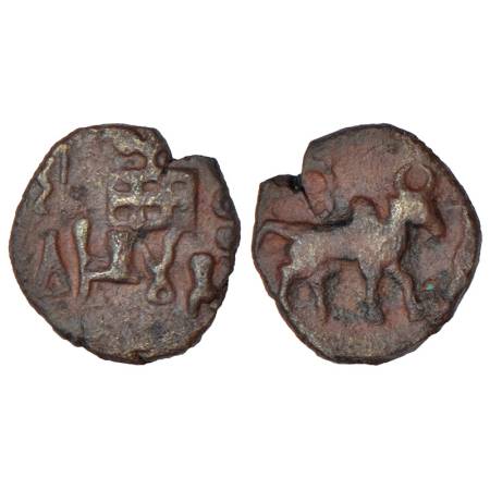 Kaushambi/Vatsa region - post-Mauryan monarchical coinage, copper coin of Varunamitra (c.1
