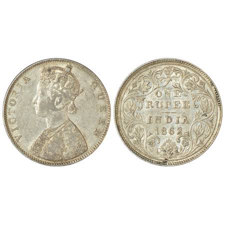 Victoria Queen, silver rupee, 1862, Bombay mint, D/II, double lines to the curves of the c