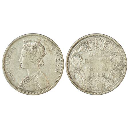 Victoria Queen, silver rupee, 1862, Bombay mint, A/I/0/5, one smaller dot later to a used 