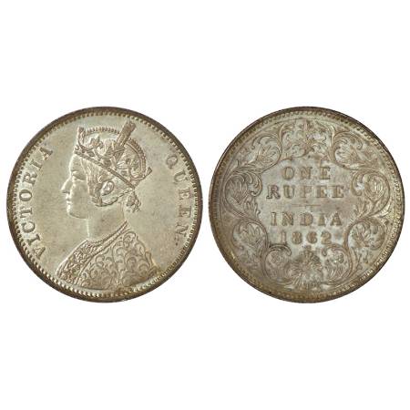 Victoria Queen, silver rupee, 1862, Bombay mint, A/I/1/2, PR 102; GK 355, 11.69g. Uncircul