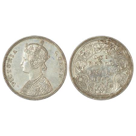 Victoria Queen, silver rupee, 1862, Bombay mint, A/II/0/10 or 11, 11.63g. Extremely fine, 