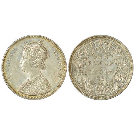 Victoria Queen, silver rupee, 1862, Bombay mint, A/II/0/5, PR 85, GK 316, 11.66g. Extremel