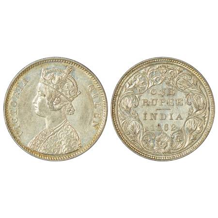 Victoria Queen, silver rupee, 1862, Bombay mint, A/II/0/6, PR 86, GK 322, 11.63g. Uncircul