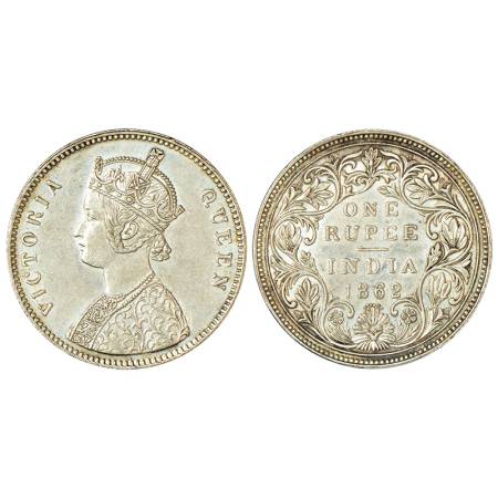 Victoria Queen, silver rupee, 1862, Bombay mint, A/II/0/8, pattern of dots position differ