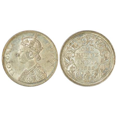 Victoria Queen, silver rupee, 1862, Bombay mint, A/II/1/10, top dot above N of ONE, PR 95,