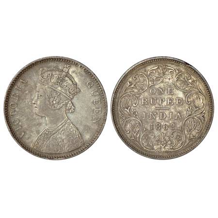 Victoria Queen, silver rupee, 1862, Bombay mint, A/II/2/0, PR 70, GK 288, 11.60g. About ex