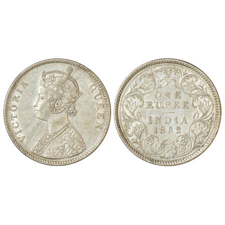 Victoria Queen, silver rupee, 1862, Calcutta mint, A/III/0/0, PR 55, GK 254, 11.65g. Extre