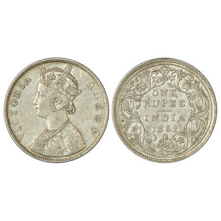 Victoria Queen, silver rupee, 1862, Bombay mint, B/II/0/5, one smaller dot added later to 