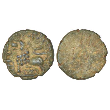 Satavahanas - alloyed copper coin of Siri Pulumavi (c.85-120AD), 'lion' type, Junnar regio