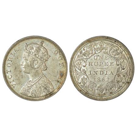 Victoria Queen, silver rupee, 1862, Bombay mint, B/II/1/0, PR 69, GK 286, 11.60g. Extremel
