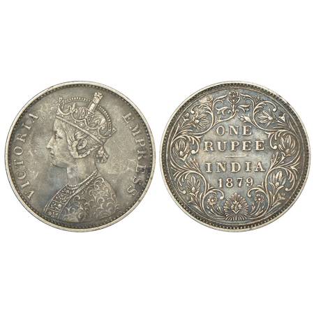 Victoria Empress, silver rupee, 1879, Bombay mint, A3/II(I), no mint mark, unlisted in PR,
