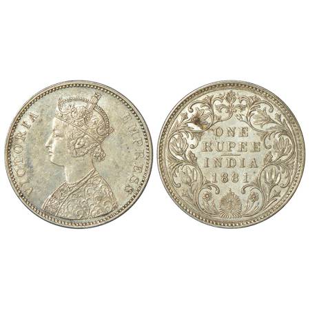 Victoria Empress, silver rupee, 1881, Bombay mint, A3/IV/dot, PR 157; GK 469, 11.64g. Extr