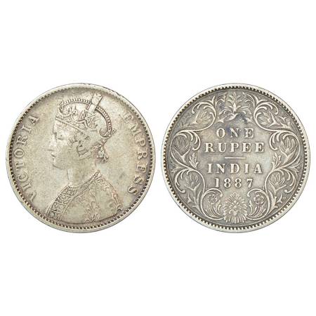 Victoria Empress, silver rupee, 1887, Bombay mint, A3/I, 'B' incused, normal B, 7 struck o
