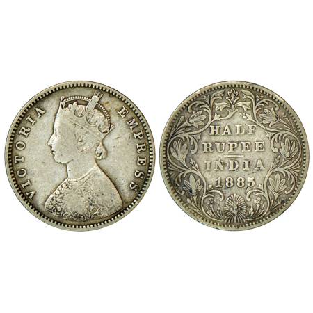 Victoria Empress, silver ½ rupee, 1885, Bombay mint, A/ II, 'B' raised, PR 294, GK 631, 5.