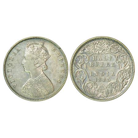 Victoria Empress, silver ½ rupee, 1885, Calcutta mint, 'C' incused, PR 269, GK 632, 5.81g.