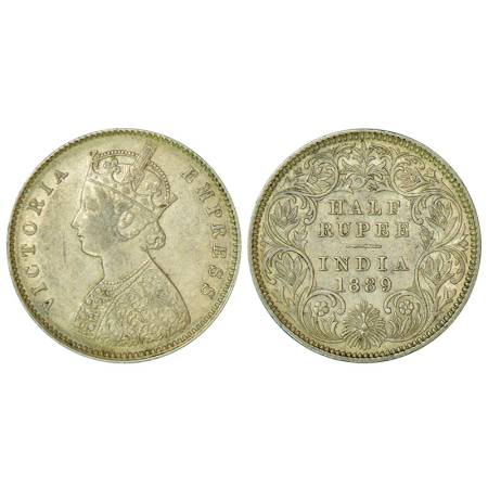Victoria Empress, silver ½ rupee, 1889, Calcutta mint, A/I/'C' incused, PR 273, GK 645, 5.