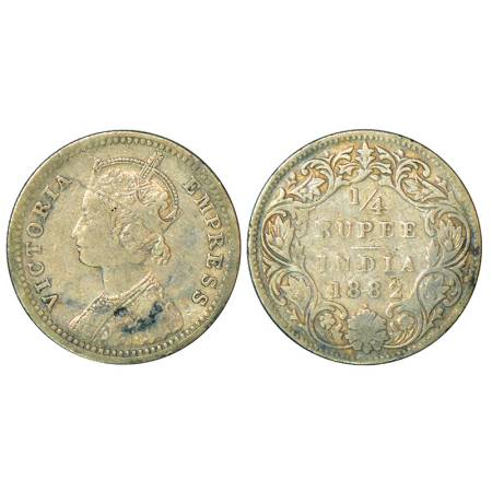 Victoria Empress, silver ¼ rupee, 1882, Bombay mint, C / I, dot, PR 414, GK 686, 2.85g. Go
