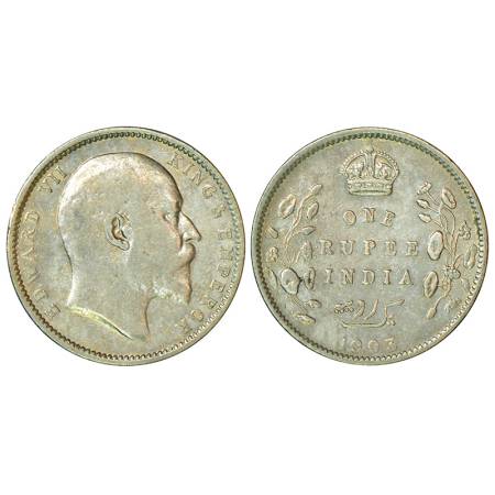 Edward VII, silver rupee, 1903, Calcutta mint, no mint mark, 4 dots in Persian inscription