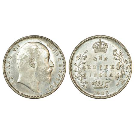 Edward VII, silver rupee, 1903, Bombay mint, 'B' incused, PR 199; GK 926, 11.65g. Uncircul