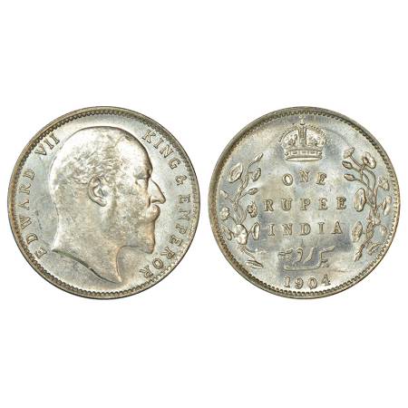Edward VII, silver rupee, 1904, Bombay mint, 'B' incused, PR 200; GK 932-933, 11.66g. Unci