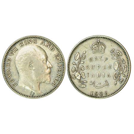 Edward VII, silver ½ rupee, 1906, Bombay mint, 'B' incused, no dot, PR 315, GK 961, 5.80g.