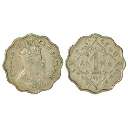 Edward VII, cupro-nickel 1 anna, 1909, Bombay mint, 'B' incused, PR 928, GK 992, 3.82g. Ve